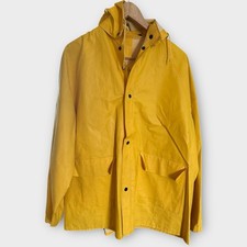 Vintage Jomac Yellow Rain Jacket Fisherman Style Hooded Coat Sz M Made in Taiwan
