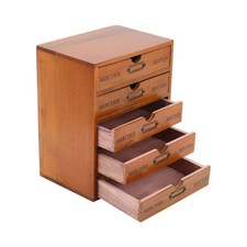5 Drawer Chest of Drawers Vintage Wooden Storage Cabinet Desktop Organiser Retro