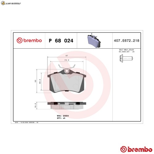 Brake pad set disc - pad, for