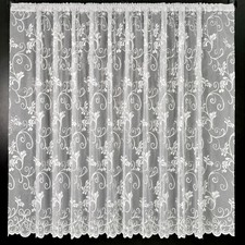 White net curtain floral - curtain,,