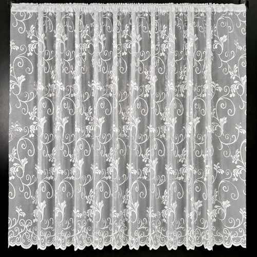 White net curtain floral - white,