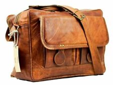 Leather Laptop Briefcase Messenger Bag Shoulder Attache Case Men's Genuine Brown