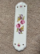 Vintage Finger Plate Door Push Floral Ceramic Flowers  Plaque