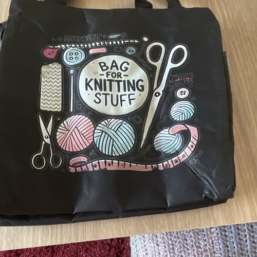 Black knitting tote bag - black,