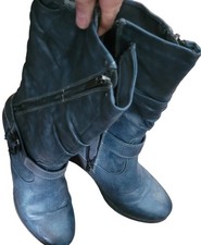 Mustang Women's Mid-Calf Zip Black Boots Eu Size 39