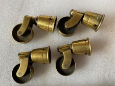 SET OF 4 ANTIQUE BRASS CUP CASTORS FURNITURE RESTORATION VICTORIAN ORIGINAL OLD