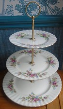 Royal Albert Moss Rose 3 tier XL china cake stand