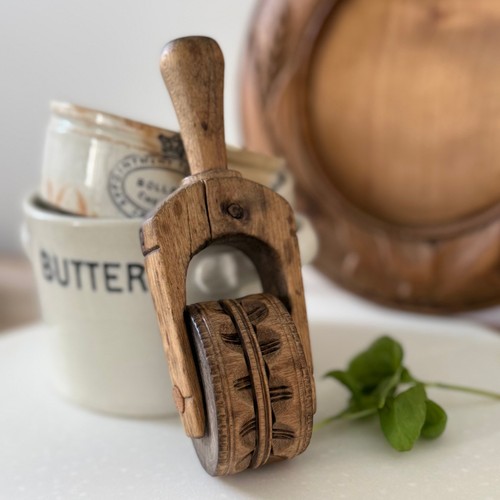 Antique treen butter roller - antique,