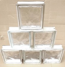 1x Used Wavy Glass Brick/Block Architectural Privacy Wall Square, 190x 190x 80mm