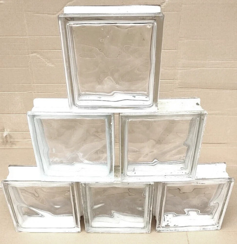 Used wavy glass brick block - 1x,