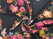Black Floral Liverpool Fabric