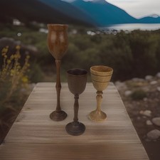 Wooden Handcrafted Goblets Set