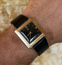 1950s Vintage Zodiac Square Manual Wind Watch Ref 523 011 Gold Filled 28mm Black
