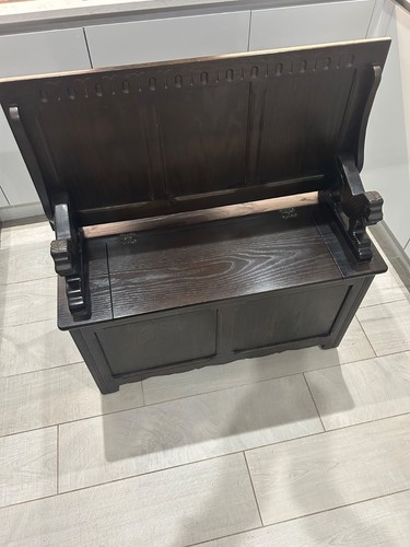 Dark oak monks bench storage - oak,
