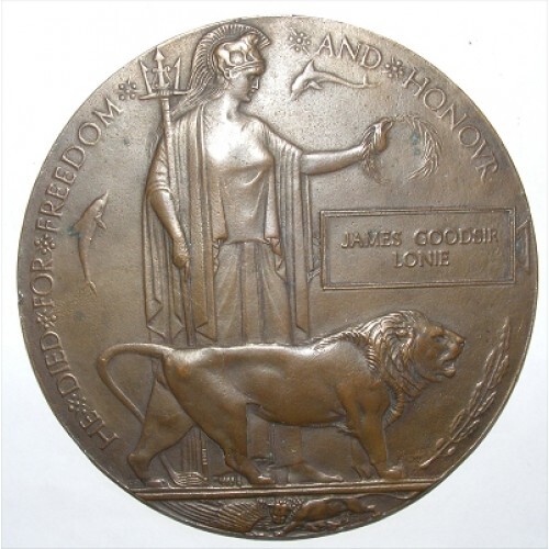 Ww1 death plaque penny james - death,
