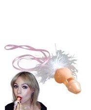 HEN PARTY FUN WILLY WHISTLE WITH FEATHERS & RIBBON HEN NIGHT ACCESSORY