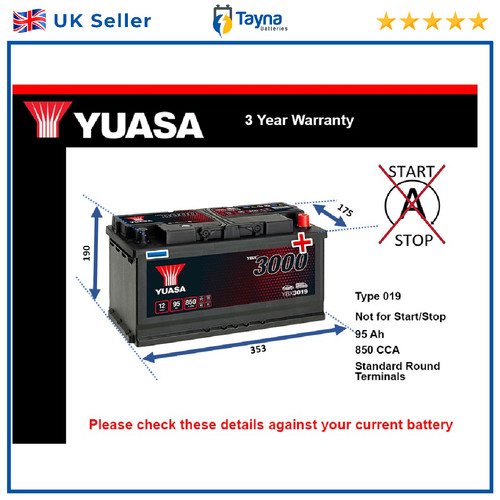 Car battery ybx3019 yuasa 019 - ybx3019,