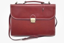 Vera Pelle Red Genuine Leather Satchel Bag Pad-Lock Key Shoulder Strap 15X11 NEW