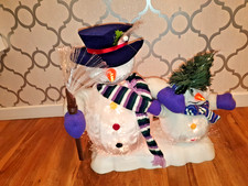 Vintage  Fibre Optic Moving Xmas Snowman Rare Mains Powered