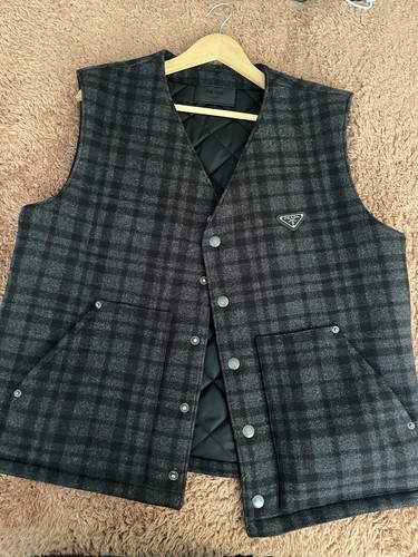 Prada plaid wool vest - prada,
