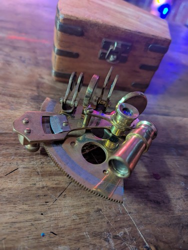 Brass sextant wooden - sextant,