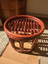 Vintage Bamboo Rattan Footstool / Plant stand Boho Tiki 70s Rattan (AB) 