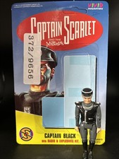 1993 CAPTAIN BLACK CAPTAIN SCARLET VINTAGE 3.75” FIGURE & CARD BY GERRY ANDERSON