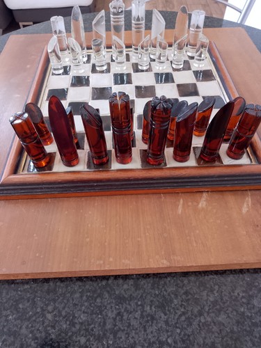 Glass chess set - glass,