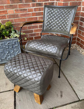 Grey Quilted Leather Chair -