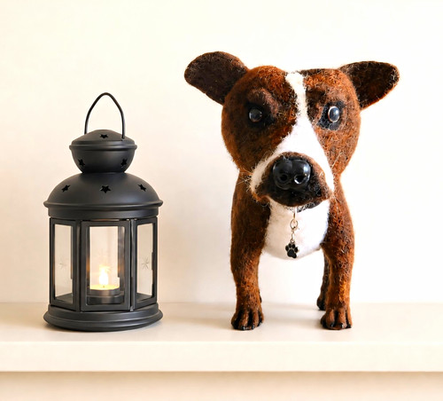 Hand made felted - hand, dog