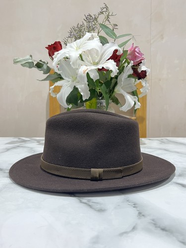 Wool fedora hat with leather - hat,