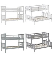 Wooden Bunk Beds Detachable Triple Sleeper High Sleeper Ladder Kids 