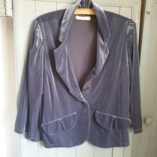 Agenda Grey Green Velvet Jacket Sz  L Fluid Fabric Stretchy