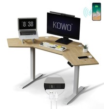 Height Adjustable Corner Standing Desk Wireless Charger & USB C Fast Chargers