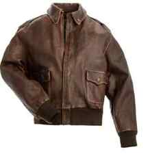 Aviator A-2 Real Cowhide Distressed Leather Bomber Flight Jacket Vintage Brown