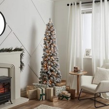 6ft Slim Olan Warm white LED Pre-lit Flocked effect Artificial Christmas tree