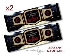 2 x Personalised WRESTLING Birthday Banners LARGE Kids Party BELT RING