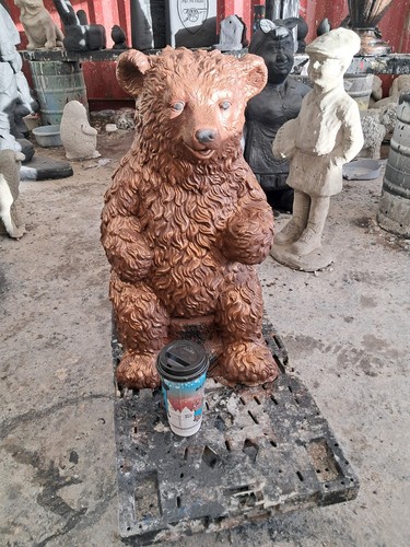 Bear log concrete ornament - bear,