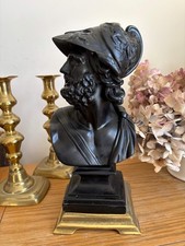 Antique heavy black bust figure of Ajax Greek Mythology Hero