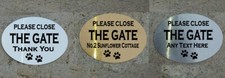 PERSONALISED METAL PLEASE CLOSE THE GATE DOG PAWS SIGN / PLAQUE ANY TEXT (C)