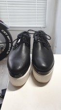 Ash Katia Women Black Leather Platform Shoes Size 6.5 EU 40