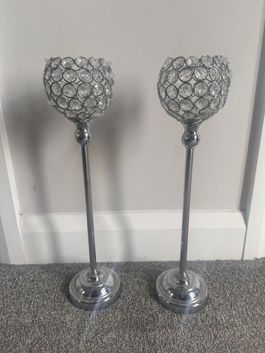 Silver crystal globe candle - globe,
