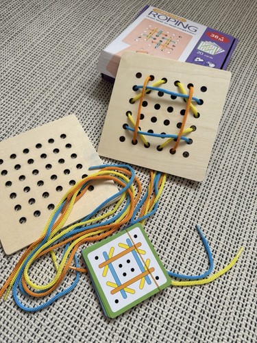 Wooden threading toy - wooden, lacing