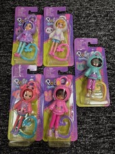 POLLY POCKET DOLLS 9cm TRENDY OUTFIT Hoodie & Bag Clip  (5 PACK BUNDLE) New