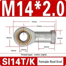 Female Rod End, Bearing Rose Joint, Right Hand Thread - all sizes M5 - M30