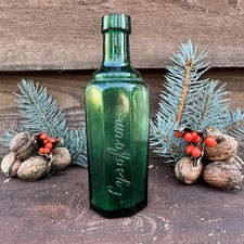 Antique Emerald Green Glass Bottle - Apothecary Chemist Victorian c1910 Lysoform