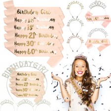 Birthday Crown Sash and Tiara Kit 16/18/21/30&40/50/60th Birthday Girls Gifts