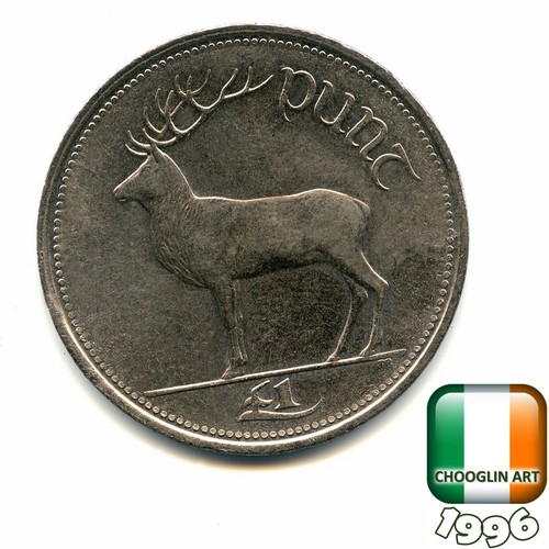 Irish 1996 punt 1 coin - 1996, £1