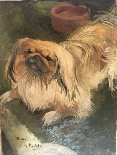 Antique rare dog oil - rare,