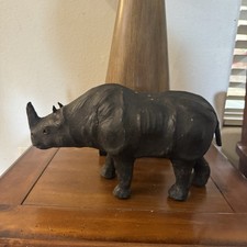 1930s LIBERTY'S LONDON OMERSA Leather Rhinoceros Display Decor Glass Eyes 14x7.5